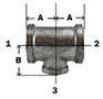 BG Malleable Reducing Branch Tee Diagram